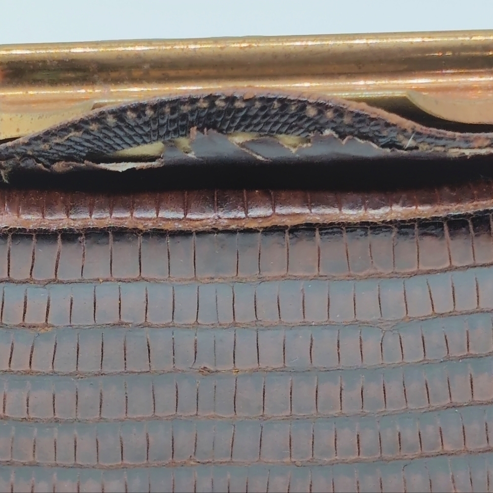 Deitsch Brown Lizard Reptile Leather Handbag 1950s Vintage - Picture 3 of 9